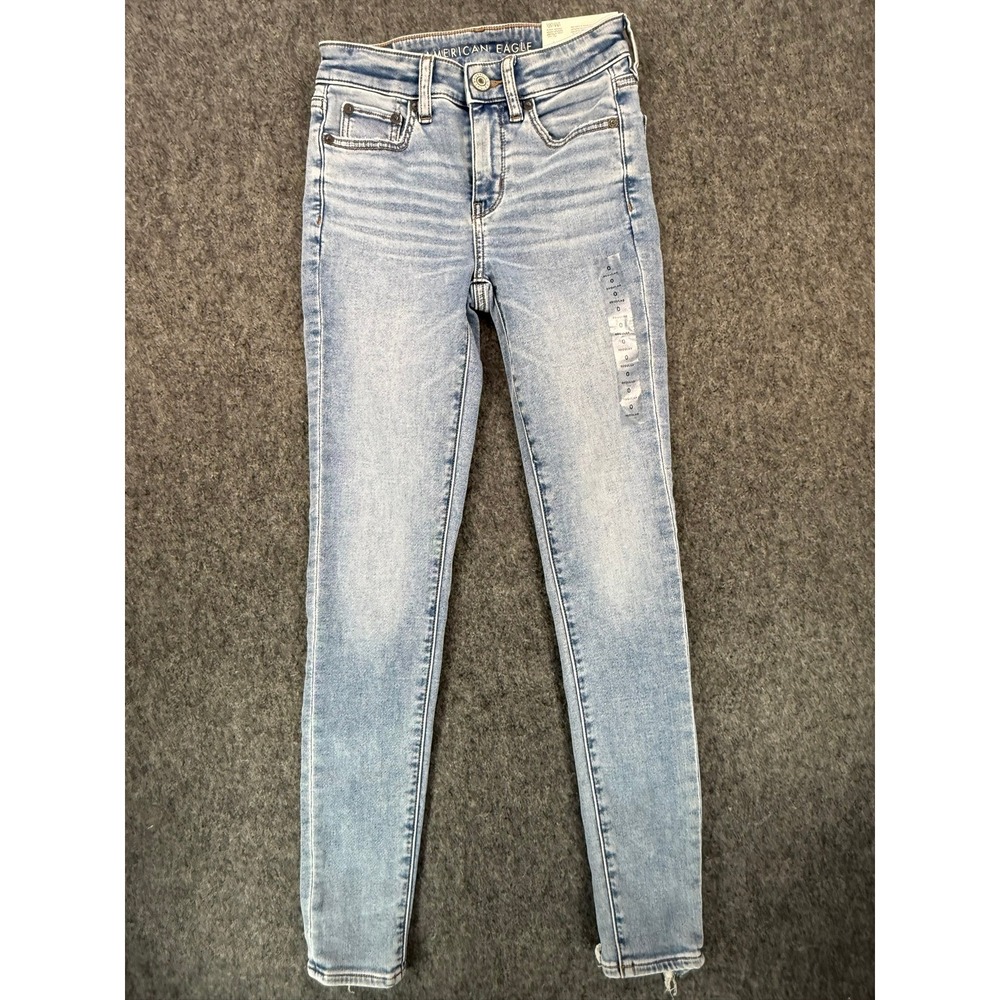 American Eagle Hi-Rise Jegging Soft Knit Bright Bluebell Size 0 25W No 3687 NWT